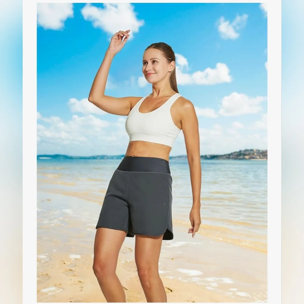 NWT Women's High Waisted Swim Shorts S Small - Picture 2 of 12